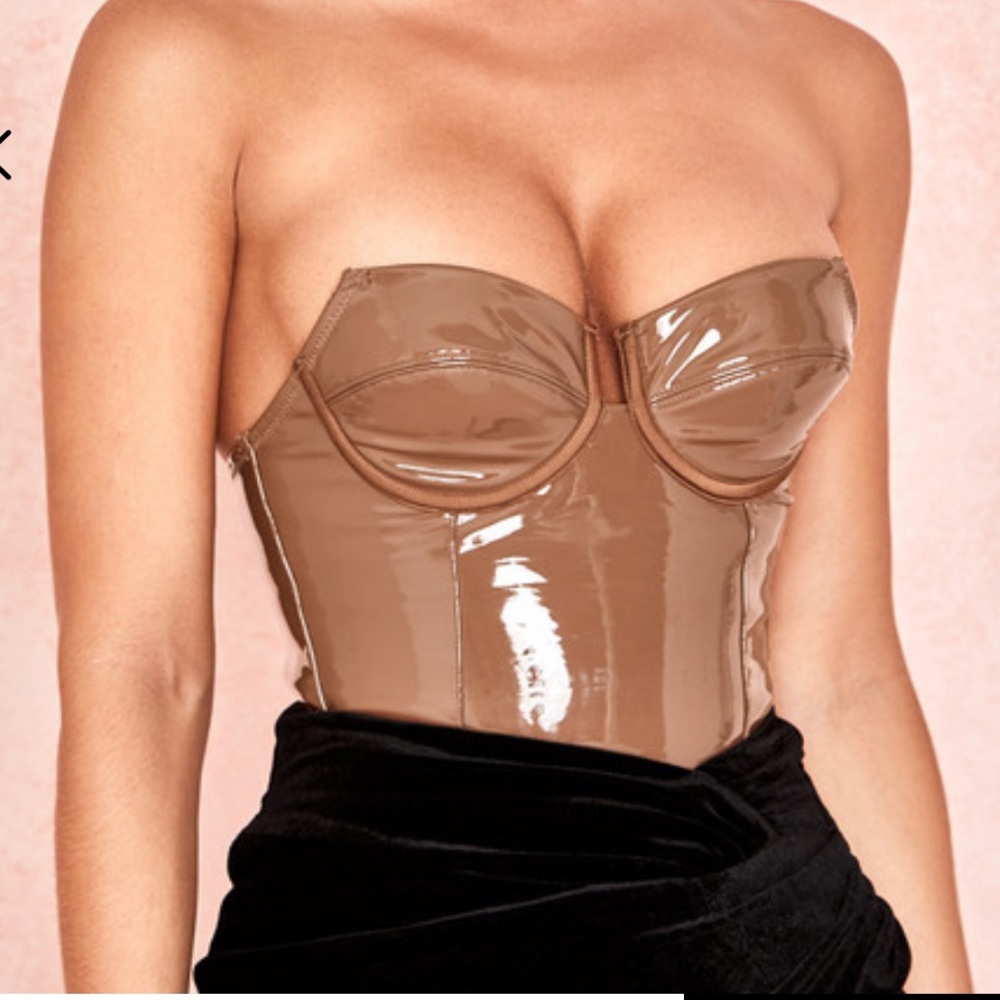 COFFEE PATENT VINYL BODYSUIT